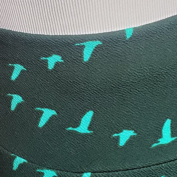 NWT Bird print Lularoe midi length skirt "Cassie", hunter forest green, sz XS - Picture 7 of 11